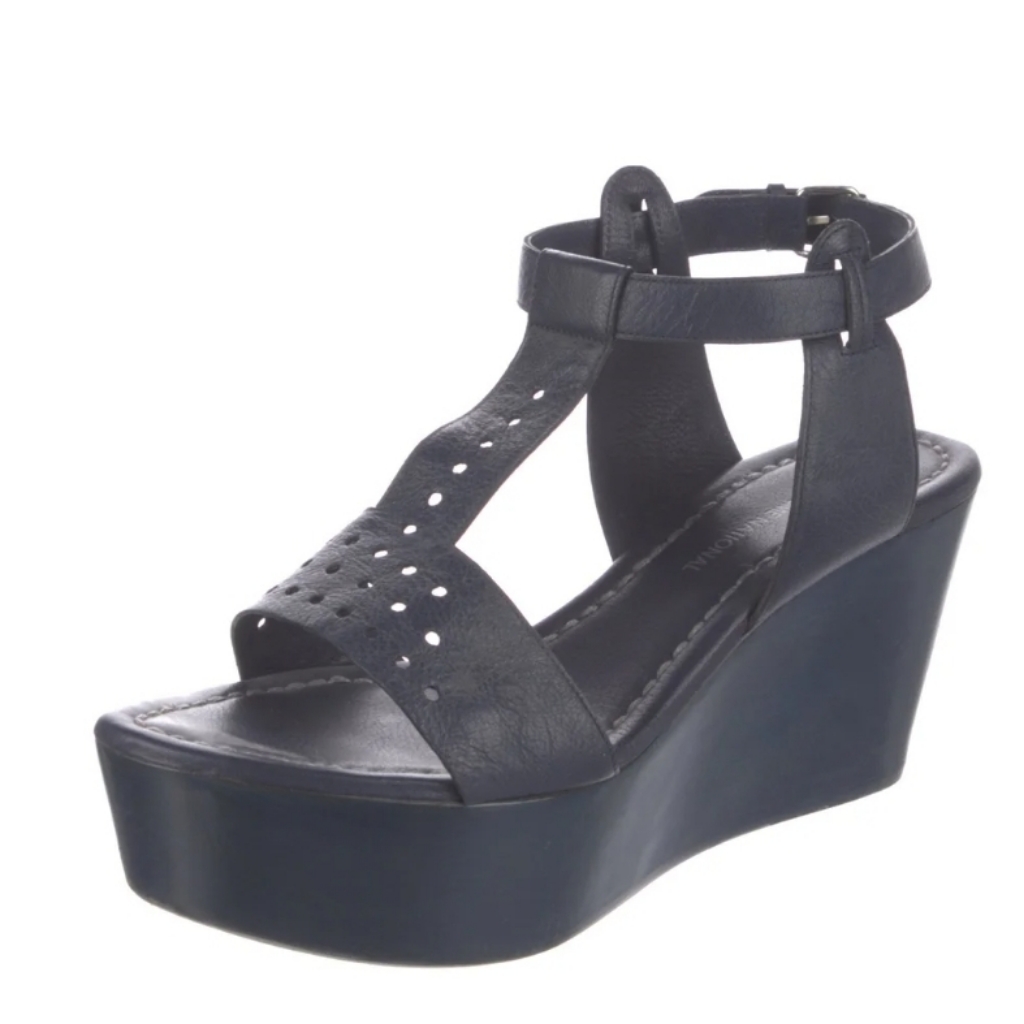 Costume National Platforms T-Strap Lazer Cut Sandals Brown Retail:$624